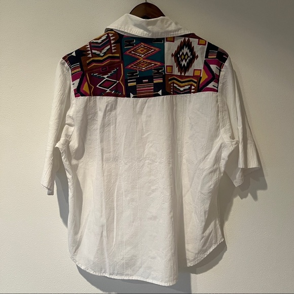 Vintage Tapestry Button Front Lightweight Blouse Aztec Southwestern Print Rodeo - Picture 7 of 7